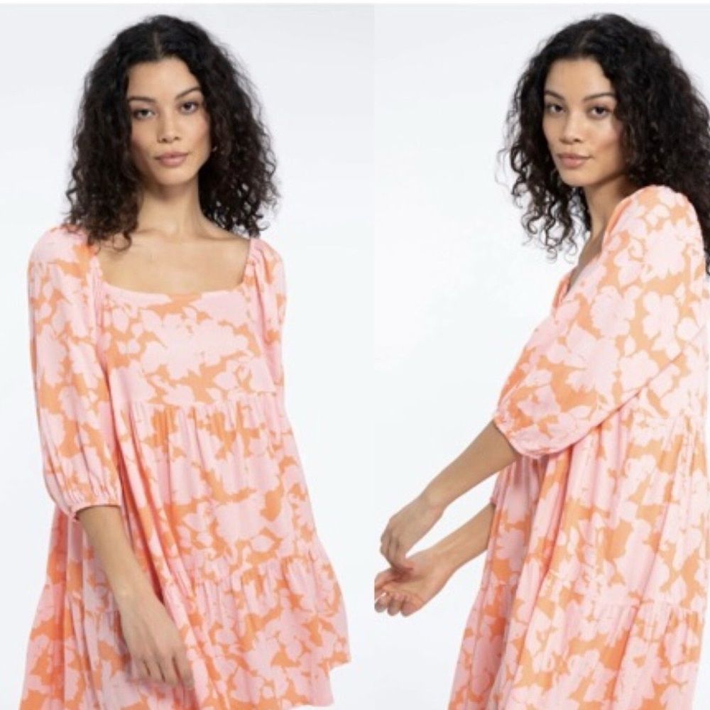 Sanctuary Weekender Babydoll Mini Dress Pink and Orange Women's Dress Size L